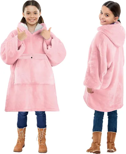 Miniatura 24 de Solaris Zebra - Sudadera con capucha estilo manta para niños con diseño con temática de amor, acogedora y cálida de forro polar Sherpa, para Corazón