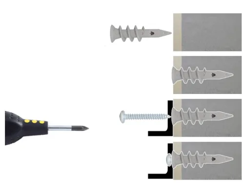 Miniatura 3 de Anclajes de plástico autoperforantes para paneles de yeso con tornillos, tornillos de expansión, 40 piezas (20 pares)