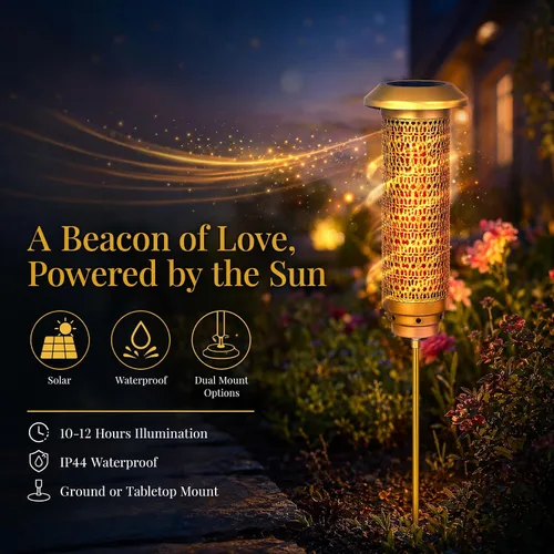 Miniatura 6 de Luces solares para cementerio, malla de filigrana, luces solares conmemorativas para tumba