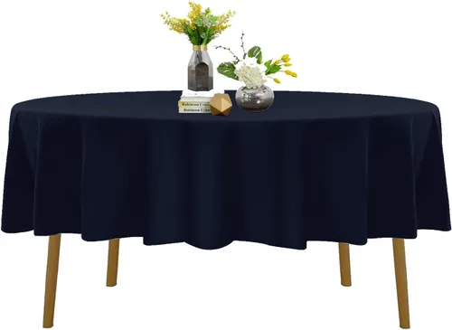 Miniatura 114 de Mantel de poliéster lavable de 90 pulgadas, resistente a las manchas y a las arrugas, mantel decorativo para mesa de comedor, fiestas de bufé y Negro