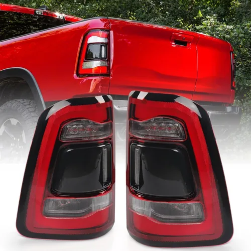 Miniatura 8 de FIONE: Para Dodge Ram 1500 Conjunto de luz trasera sin punto ciego 2019-2022 tipo LED y lente roja cromada interior izquierda lado del conductor luz
