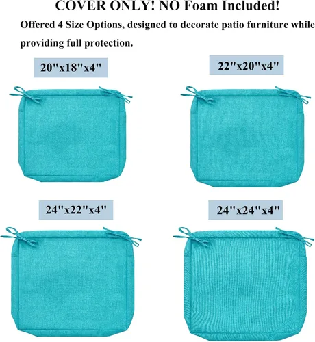 Miniatura 4 de FUNHOME Fundas de Cojín para Sillas de Exterior, Paquete de 2, ¡Sin Relleno! Fundas de Cojín de Repuesto para Patio 20" x 18" x 4", Resistentes al