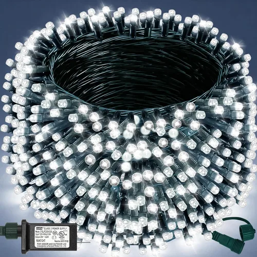 Miniatura 15 de Decute - Tira de luces de Navidad, impermeable, 300 LED, 105 pies, certificado UL con enchufe de extremo a extremo, 8 modos, guirnalda de luces