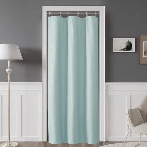 Miniatura 38 de OVZME Berry - Cortina de ducha extralarga verde de 96 pulgadas, cortina de baño de tela con textura en relieve 3D, cortina de baño grande para Verde