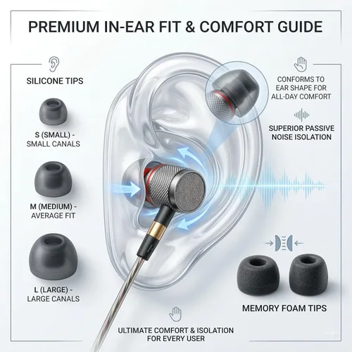 Miniatura 3 de Betron YSM1000 Auriculares intrauditivos con cable, aislamiento de ruido con potente sonido de graves, cable sin enredos y conector de 3.5mm