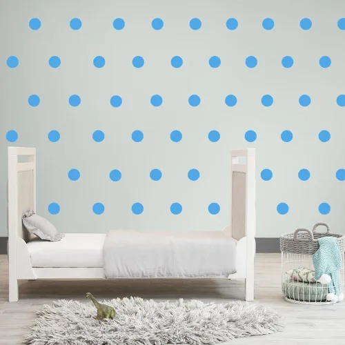 Miniatura 3 de Calcomanías de pared multicolor y mate, puntos de vinilo de 2 pulgadas, paquete de 100 calcomanías de pared para despegar y pegar (azul bebé)
