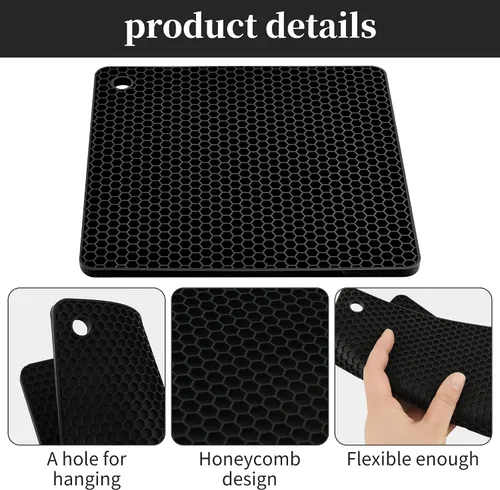 Miniatura 4 de Salvamanteles de silicona para platos calientes, ollas y sartenes, almohadillas calientes para cocina, soportes de silicona roja Merlot para cocina