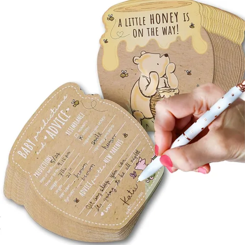 Kate Aspen Tarjetas clásicas de Winnie Baby Shower de consejos y deseos – Tarjetas de predicción de bebé para invitados a la ducha – Juego de baby