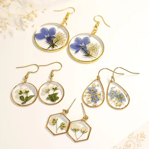 Miniatura 21 de Pendientes de flores prensadas hechos a mano para mujer