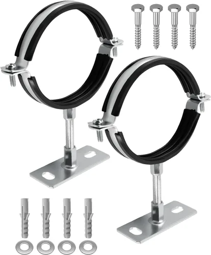 Miniatura 9 de 2 soportes de tubo ajustables de 3 pulgadas, colgador de tubo de anillo dividido, correa de pared de ventilación B resistente, correa redonda