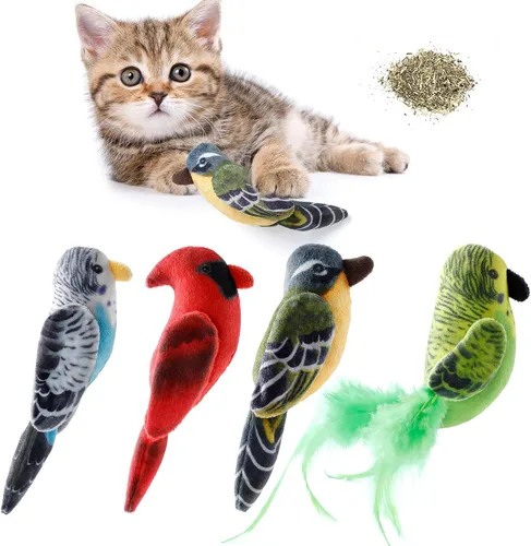 Miniatura 7 de Juguetes de hierba gatera para gatos de interior – 5 piezas de juguetes de peluche masticables para dentición interactivo relleno de hierba gatera