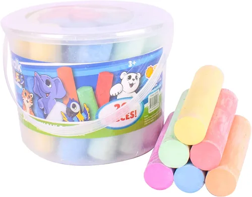 Sunny Days Entertainment Juego de tizas para acera para niños con almacenamiento, lavable, de colores gigantes para jugar al aire libre y arte de