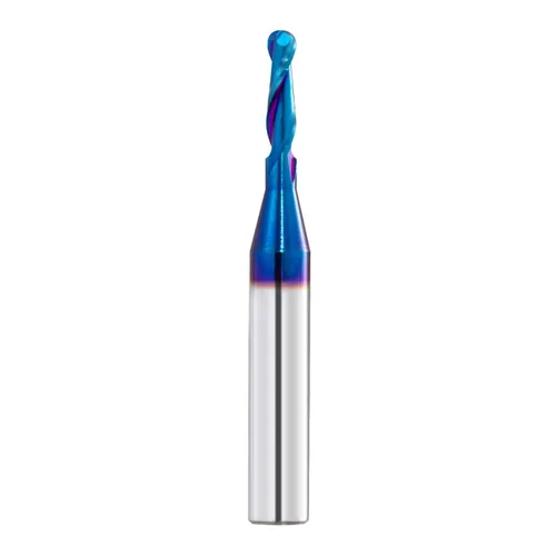 Fresas de punta de bola de carburo de 1/4 pulgadas de diámetro de corte de 1/8 pulgadas con revestimiento nano azul para fresado lateral, mecanizado
