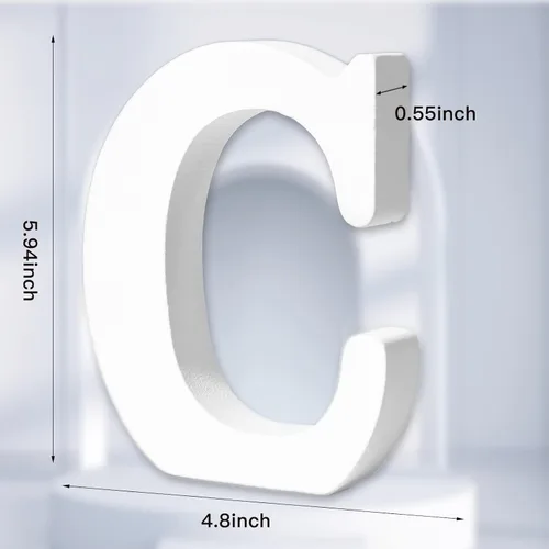 Miniatura 2 de AOCEAN Letras de madera blanca de 6 pulgadas - Letras de madera sin terminar para decoración de pared de Navidad, letras en pie, letrero