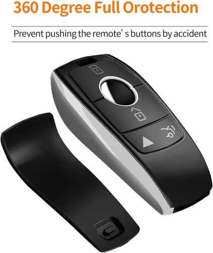 Miniatura 4 de Funda para llavero Mercedes Benz con llavero, carcasa de protección completa de TPU suave compatible con Mercedes Benz Clase E, Clase S desde 2018