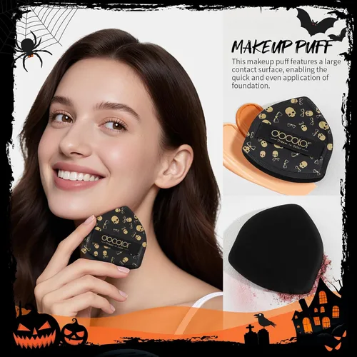 Miniatura 4 de docolor Juego de brochas de maquillaje, 5 brochas de maquillaje góticas de Halloween, contorno de polvo, delineador de ojos, juego de pinceles