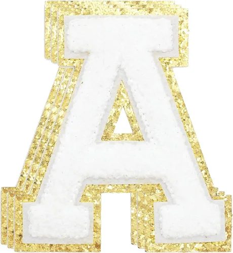 Miniatura 138 de 3 parches de números de chenilla negra, tamaño grande de 4-1/2" parches de números para planchar, parches universitarios para ropa, 8" Borde oro rosa