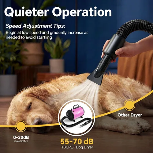 Miniatura 7 de Secador de pelo para perros de alta velocidad 5.2HP/3800W, temperatura ajustable continua, secadora de pelo para perros, secador de pelo