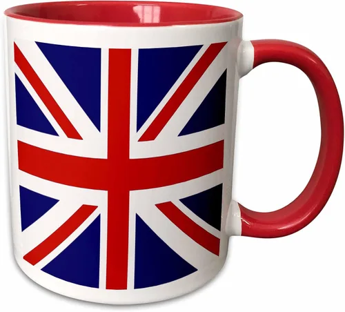 3dRose Bandera británica - rojo blanco azul Union Jack Gran Bretaña Reino Unido Reino Unido Inglaterra Inglaterra recuerdo inglés GB 15oz taza roja