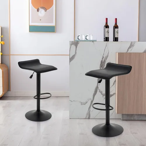 Miniatura 2 de Vogue Furniture Direct - Juego de 2 taburetes de bar ajustables, taburetes de bar giratorios de cuero sintético con elevación, silla de bar sin