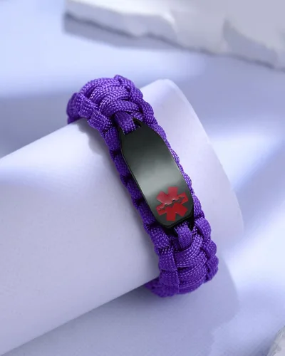 Miniatura 32 de Pulsera de alerta médica Paracord para hombres y mujeres Pulsera de identificación médica de acero inoxidable con hebillas de liberación lateral