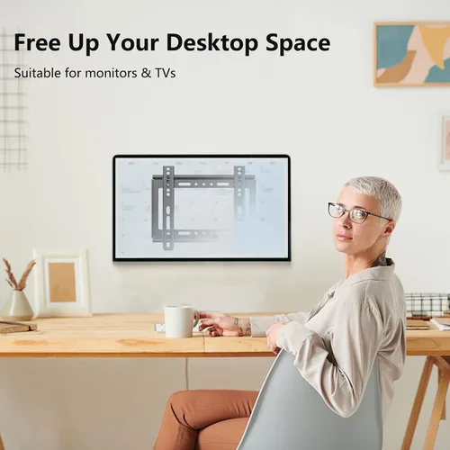 Miniatura 9 de Soporte de pared para TV de perfil bajo fijo para televisores LED, LCD y plasma de 14 a 43 pulgadas, pantalla plana, soporte universal para monitor