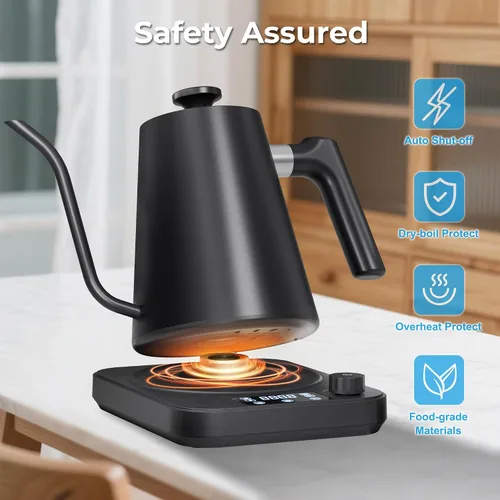 Miniatura 7 de Hervidor eléctrico de cuello de cisne, control de precisión de ±1 °F, ajuste de altitud inteligente, mantiene el calor 24 horas, memoria automática
