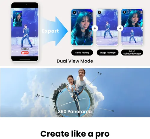 Miniatura 6 de Insta360 Flow 2 Pro AI Tracker Bundle gris – Primer cardán de teléfono AI en la industria con Apple DockKit, seguimiento pionero de 360º panorámica