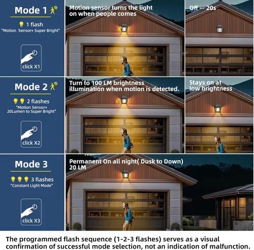 Miniatura 3 de DERAYSION Luces solares para porche al aire libre, faroles solares de pared de 9 pulgadas con sensor de movimiento, 3 modos de brillo ajustable