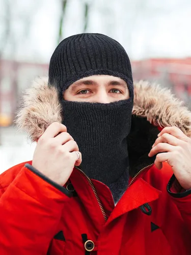 Miniatura 10 de Pasamontañas de punto calentador resistente al viento sombrero que cubre la cara para hombres mujeres forro polar deportes al aire libre