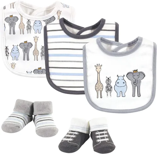 Miniatura 183 de Hudson Baby Conjunto de babero y calcetines unisex de algodón para bebé
