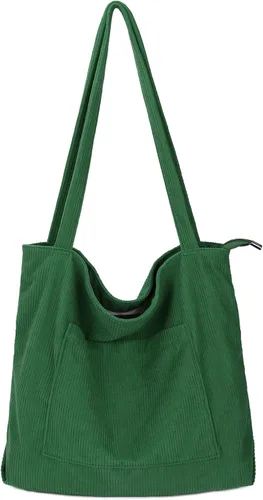 Youjaree Bolso de mano de pana para mujer, bolso de hombro casual, bolso de mano grande para compras, bolsa de trabajo con bolsillos
