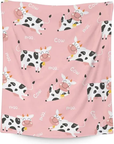 Miniatura 14 de Manta de vaca para niñas pequeñas, tamaño de regazo de 30 x 40 pulgadas, manta de felpa suave y peluda para regalo, manta negra linda para cama, sofá