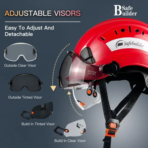 Miniatura 6 de SAFEBUILDER Casco de seguridad de construcción con visera incorporada Casco duro ABS con visera Ventilación ajustable Casco de trabajo Protección