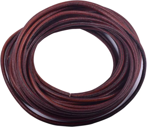 Miniatura 28 de KONMAY Cordón redondo de cuero real de 0.039 pulgadas, cordón de cuero negro de 25 yardas para hacer joyas, collares, pulseras y manualidades