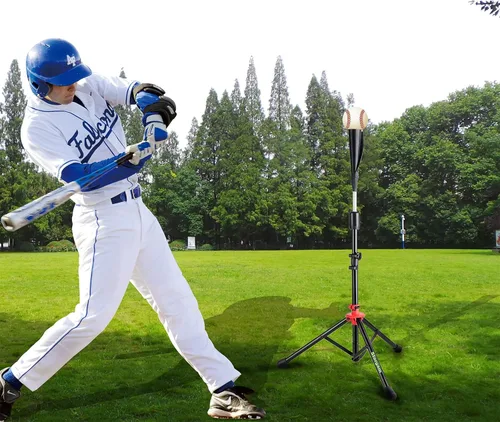 Miniatura 6 de Storgem Camiseta de béisbol de bateo, softball, altura fácil de ajustar, base de trípode portátil para práctica de entrenamiento de bateo, con bolsa