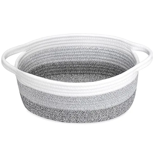 Miniatura 18 de ABenkle Cesta Pequeña con Asas - Contenedor de Almacenamiento Tejido de Cuerda Decorativo Duradero Cubo Organizador de Estante, Cesta de Regalo