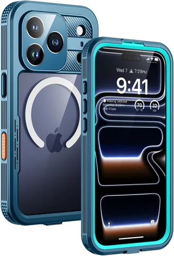 Miniatura 39 de Lanhiem Funda magnética para iPhone 17 Pro Max, IP68 impermeable, a prueba de polvo, compatible con Magsafe, protector de pantalla integrado, cuerpo