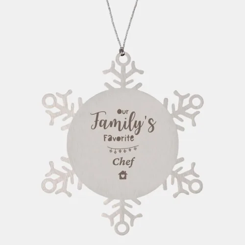 Chef Gift, Our Family's Favorite Person, Long-Lasting Metal Ornament, Christmas Thank You Gift for Coworker, Friend, Family.
