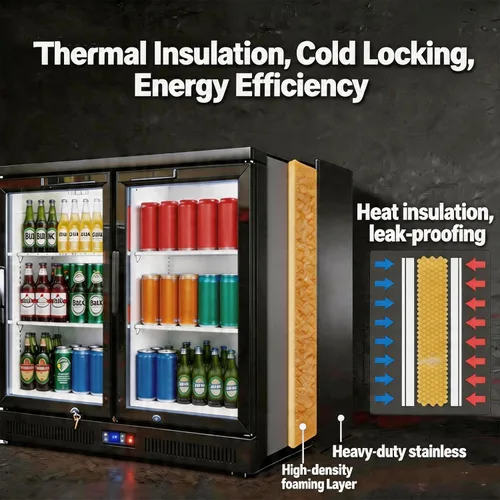Miniatura 7 de Enfriador de barra trasera para debajo de la encimera, refrigerador de bebidas de 7.5 pies cúbicos, refrigerador bajo encimera, 2 puertas de 36