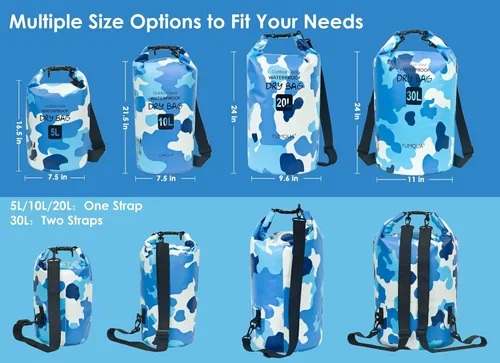 Miniatura 2 de YUMQUA Bolsas secas impermeables 5L/10L/20L/30L/40L para mujeres y hombres, bolsa seca flotante enrollable bolsa de almacenamiento impermeable