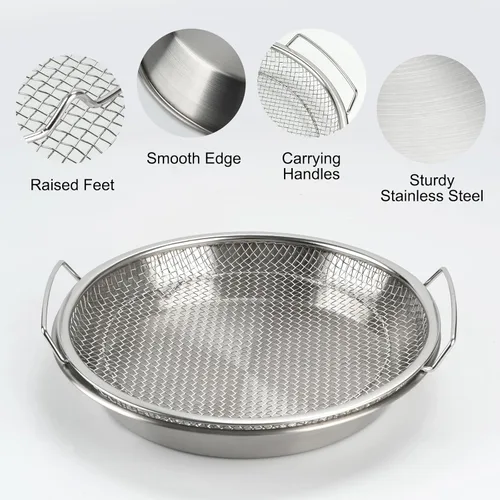 Miniatura 2 de Bandeja de filtro de aceite, coladores de malla de acero inoxidable, accesorios para freidora de aire, estante de drenaje de alimentos fritos