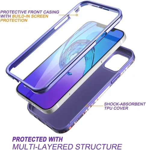 Miniatura 2 de SURITCH Funda de mármol para iPhone 12/iPhone 12 Pro, protector de pantalla integrado, protección de cuerpo completo, a prueba de golpes