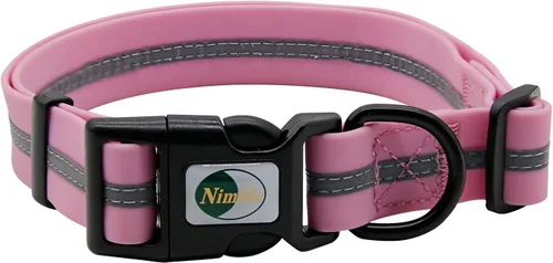 Miniatura 10 de NIMBLE Collar de perro impermeable para mascotas, ajustable, reflectante, duradero, flexible, de nailon con revestimiento de poliéster, collares