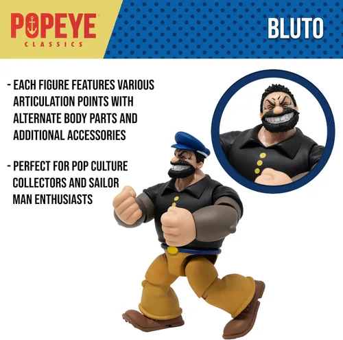 Miniatura 4 de Boss Fight Studio Bluto Popeye The Sailor Man Classics Wave 1 Figura de acción coleccionable – Figura altamente articulada con accesorios que