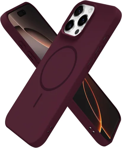 Miniatura 119 de oakxco Funda de silicona Mag Safe para iPhone 17 Pro Max, funda magnética delgada y fina compatible con carga inalámbrica MagSafe, bonita funda Negro