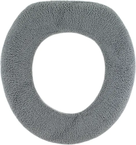 Miniatura 17 de Funda suave para asiento de inodoro, calentador de asiento de inodoro de tela gruesa y afelpada para asientos de inodoro redondos y alargados de 14