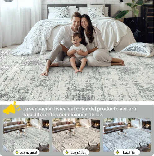 Miniatura 8 de Alfombras de 6x9 para sala de estar - Alfombra lavable moderna abstracta suave grande neutral antideslizante para piso interior resistente a manchas