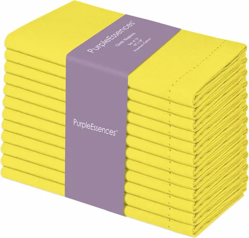 Miniatura 30 de PurpleEssences Juego de 6 servilletas de tela de vainica, 100% algodón, suaves, duraderas, lavables, ideales para bodas, Navidad, vacaciones