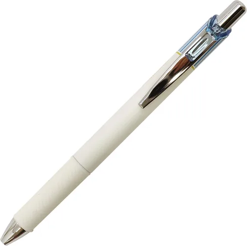 Pentel EnerGel Clena - Bolígrafo retráctil de gel líquido, punta de aguja micro fina de 0.012 in, tinta negra, cuerpo azul saxo (BLN73LS-A)